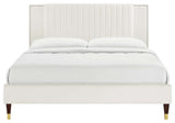 Zahra Channel Tufted Performance Velvet King Platform Bed, White