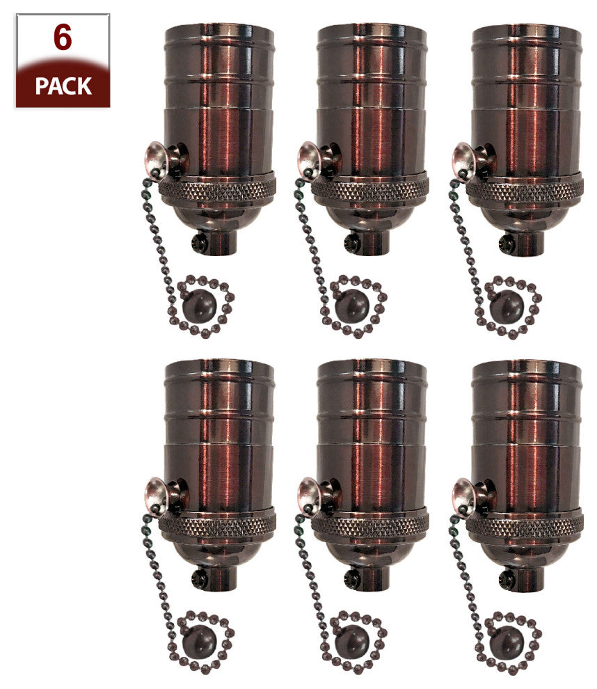 Royal Designs, Inc. Vintage Pull Chain Lamp Socket, Oil Rubbed Bronze, Set of 6