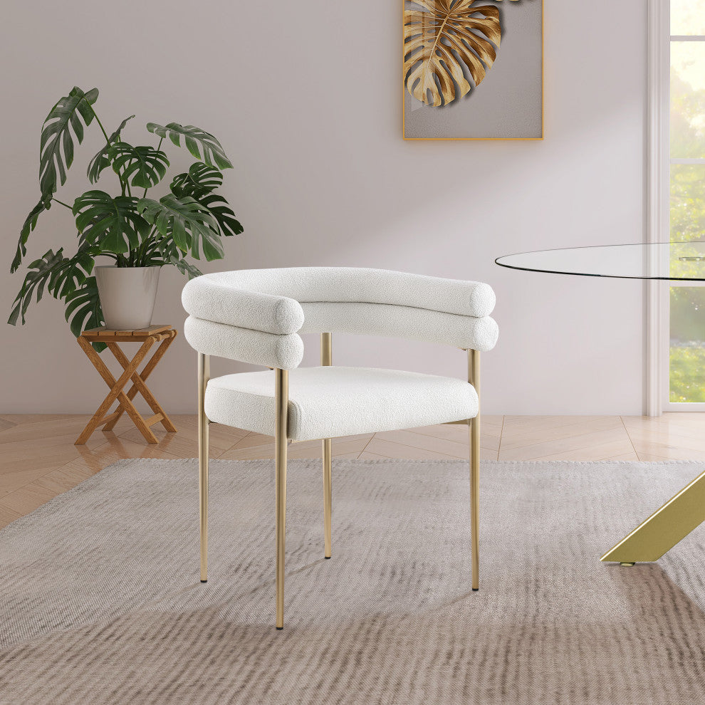 Brielle Boucle Fabric Upholstered  Dining Chair (Set of 2), Cream