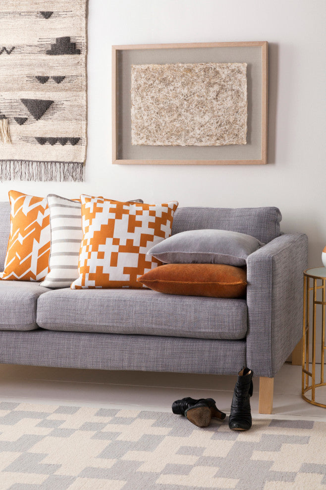 Surya Inga INGA-7018 18"x18" Pillow Kit, Burnt Orange/White