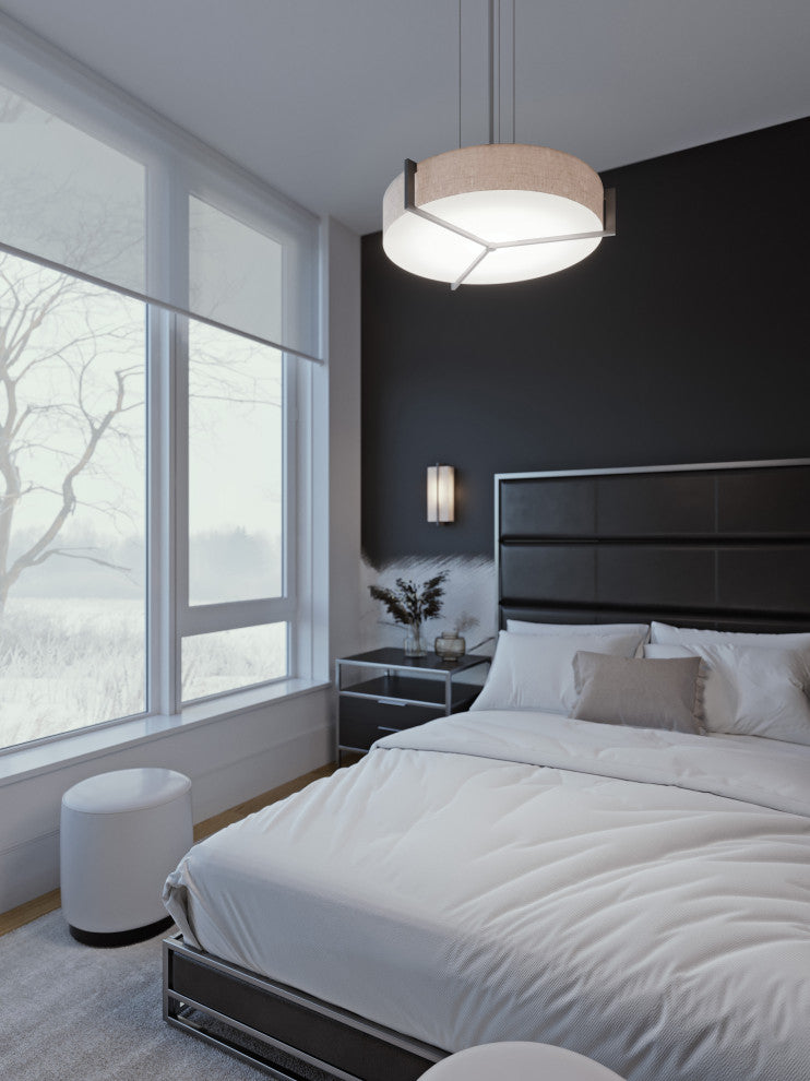 Apex 19'' Pendant, Weathered Gray, Linen White Shade
