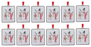 Snowman and Deer Ornament, Set of 12