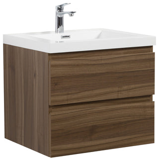 Aurora Wall Mount Vanity, White Acrylic Top, Smokey Walnut, 30"