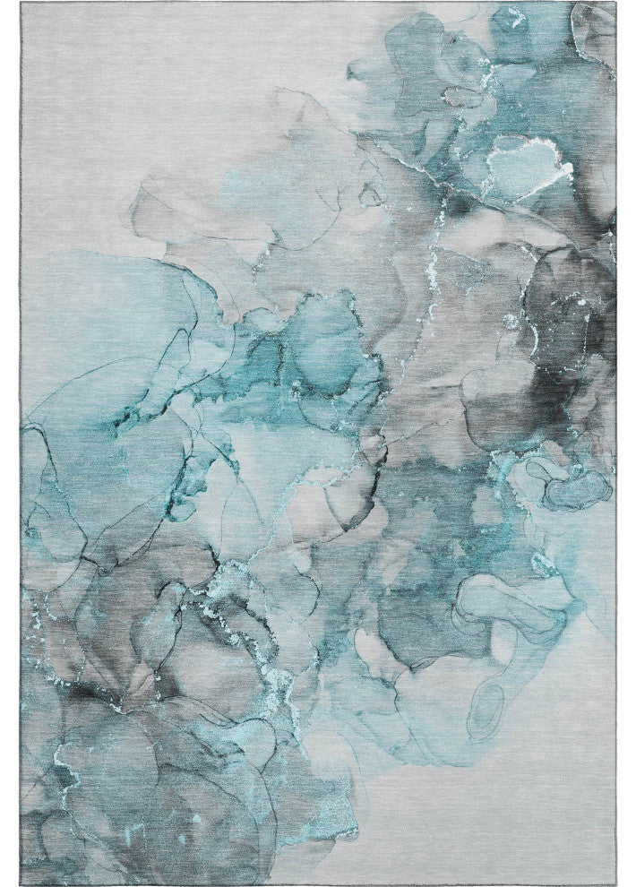 Premium Machine Washable Mayfield AMF520 Teal 5' x 7'6" Rug