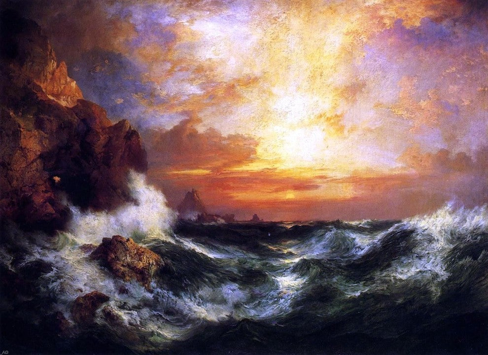 Thomas Moran Sunset near Land-s End- Cornwall- England Wall Decal