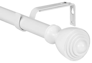 1" Urn Drapery Curtain Rod, Glossy White, 28"-48"