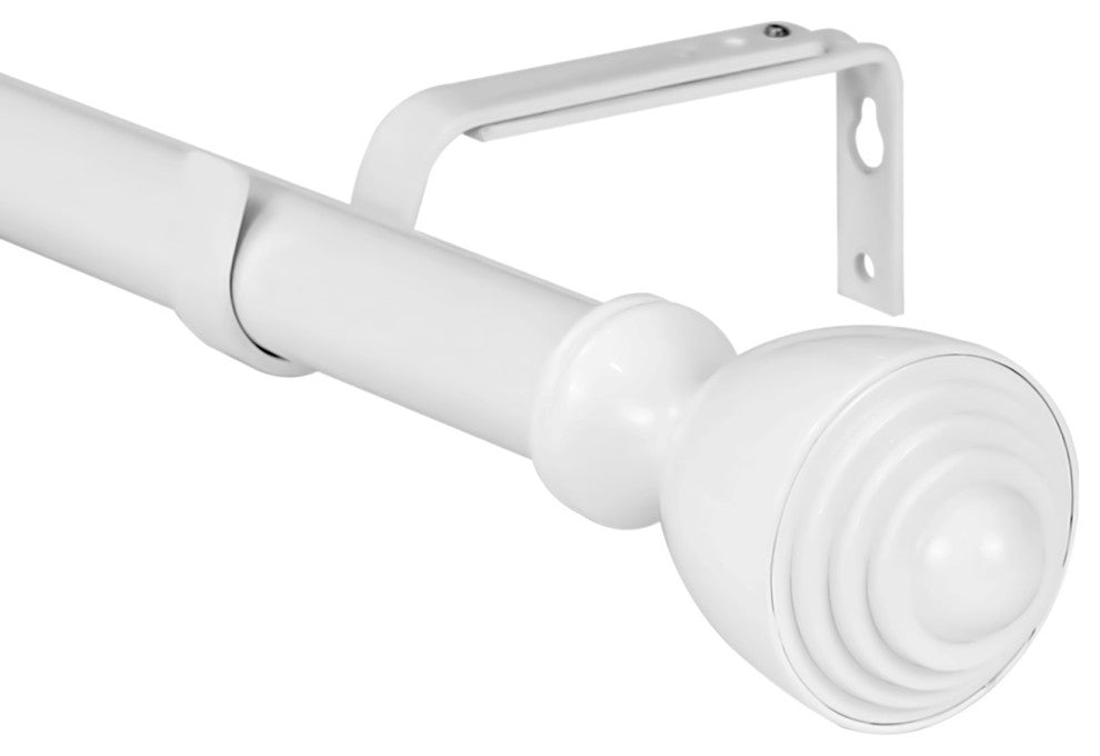 1" Urn Drapery Curtain Rod, Glossy White, 28"-48"