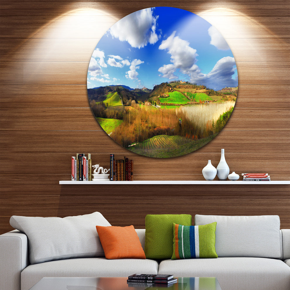 Spectacular Toscana Panorama, Landscape Disc Metal Wall Art, 36"