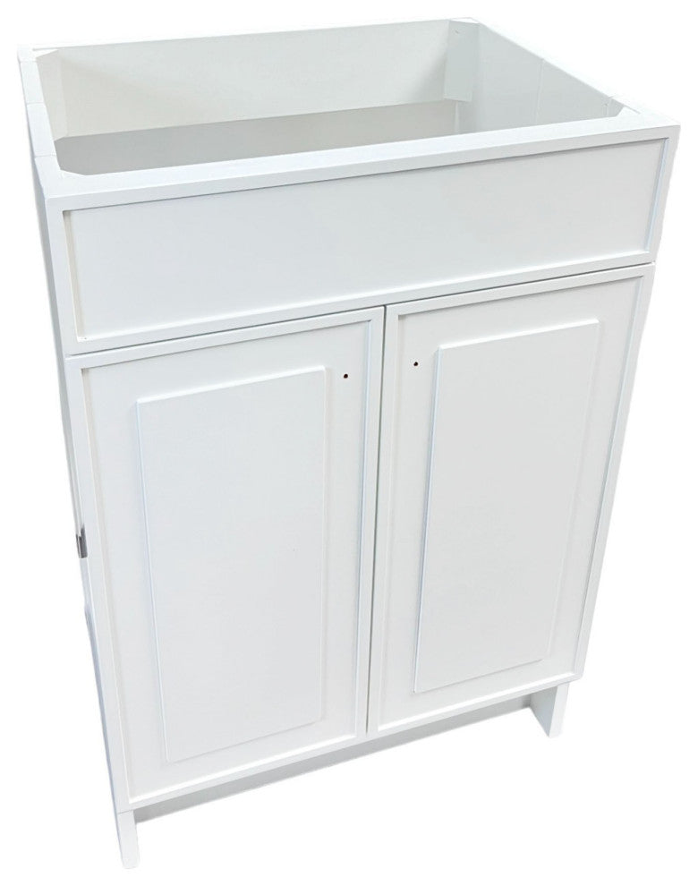SmartFold 31" Single Sink Vanity, White With White Ceramic Top, Brushed Gold