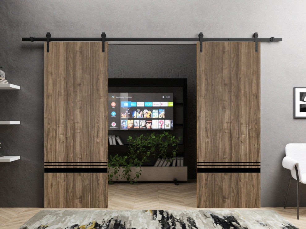Sturdy Double Barn Door 84 x 80 with | Planum 0012 Walnut with  | 14FT