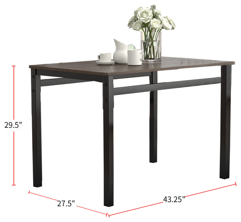 5 Piece Dining Set, Ark Brown And Matte Black