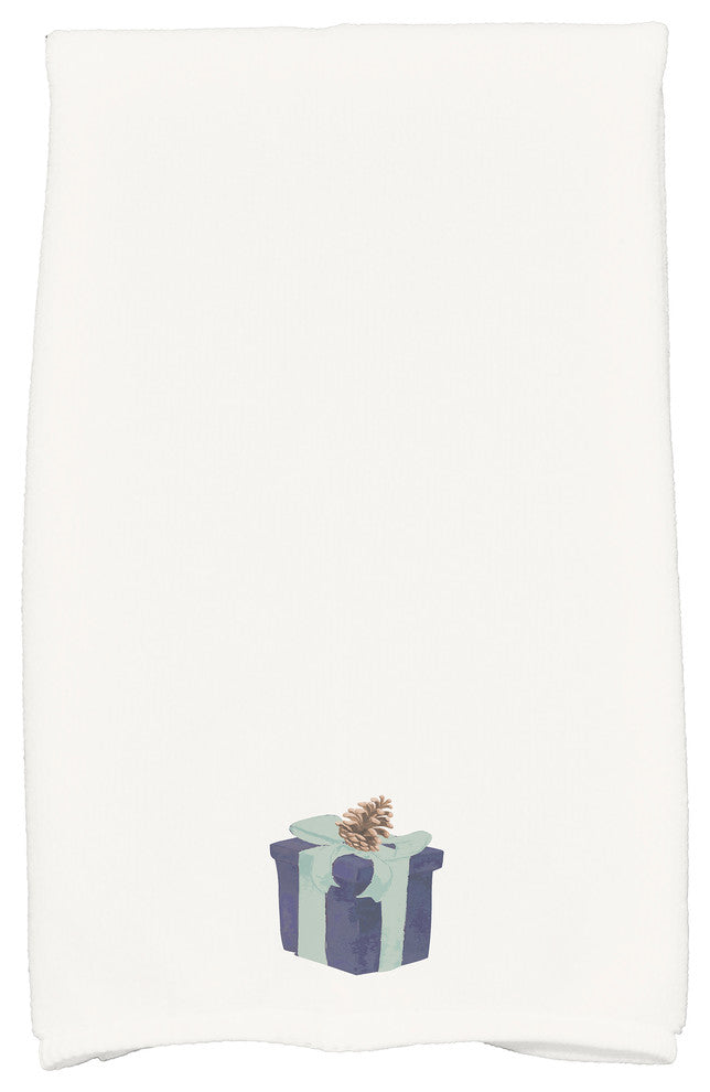 Gift Wrapped 18"x30" Navy Blue Holiday Print Kitchen Towel