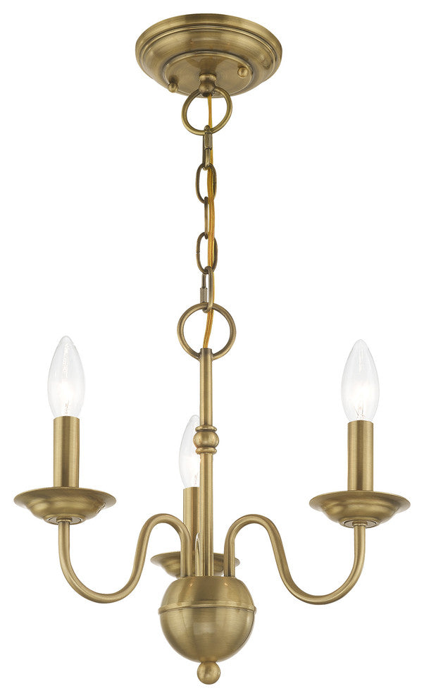 Traditional Mini Chandelier, Antique Brass