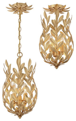 Crystorama Lighting Group 563_CEILING Broche 3 Light 10"W - Antique Gold