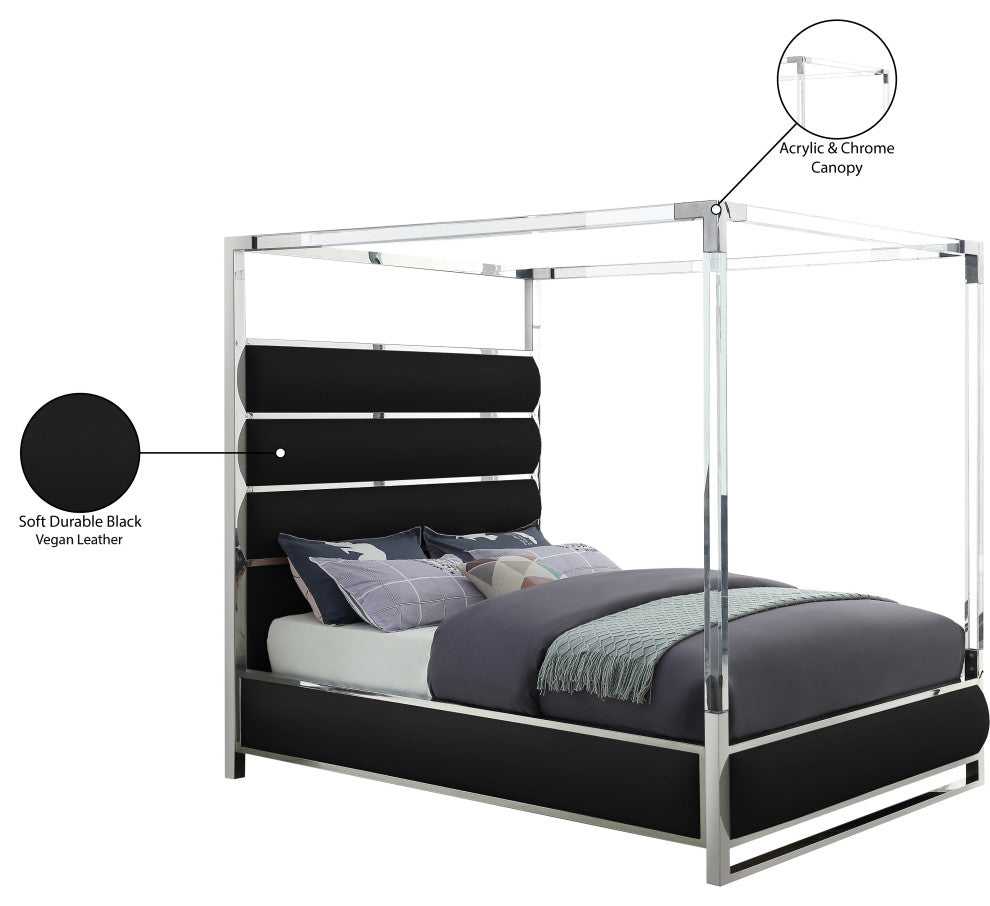 Encore Faux Leather Bed, Black, King
