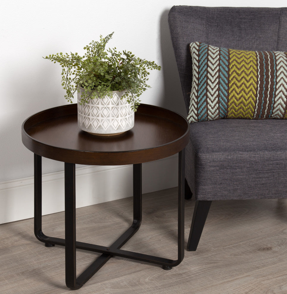 Kate and Laurel Zabel Round Metal End Table, Bronze and Black