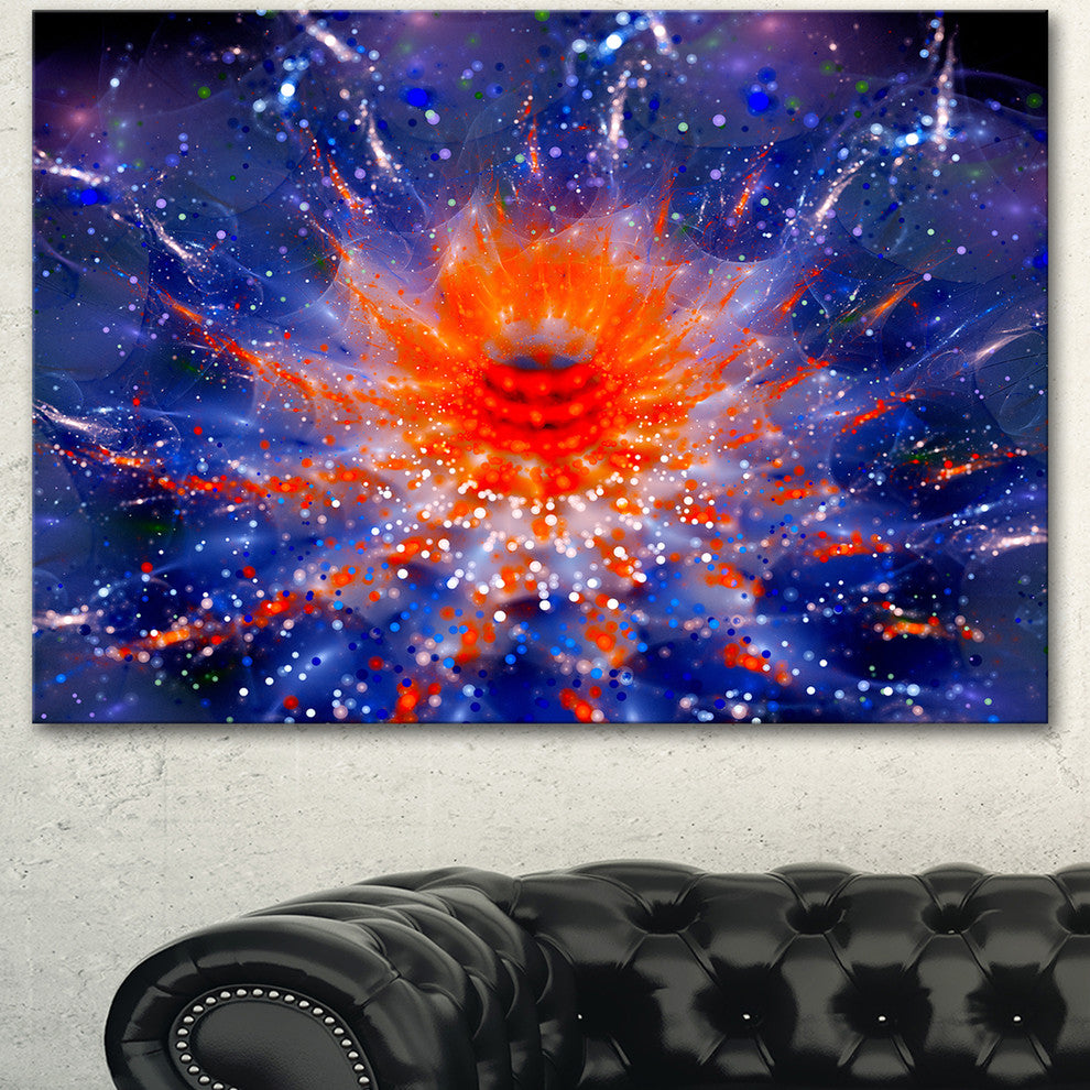 Colorful Glowing Flower in Space, Flower Artwork on Canvas, 40"x30"