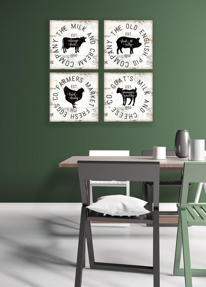 "Old English Pig Co Vintage Sign" 17x17, Stretched Canvas Wall Art