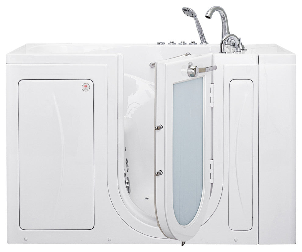 Capri 30x52 Acrylic Massage Walk-In Bathtub with Outward Swing Door, Right Drain