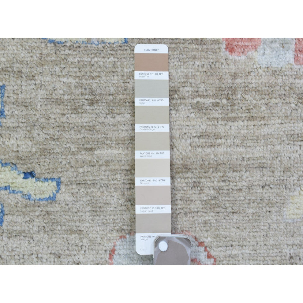 Taupe Hand Knotted Wool Afghan Angora Oushak Oversized Oriental Rug, 12'x17'6"