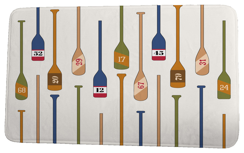 Nantucket Oar Numbers Geometric Print Bath Mat, Ivory, 21"x34"