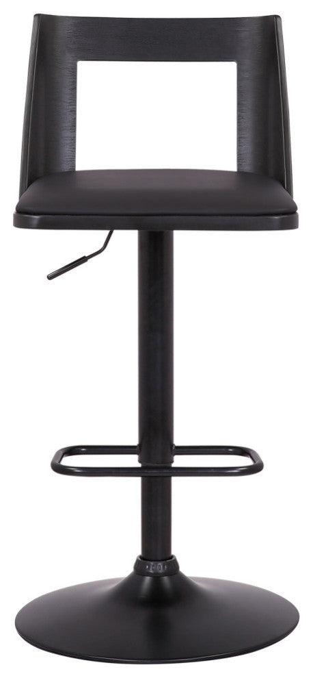 Milan Adjustable Swivel Faux Leather/Wood Barstool, Black