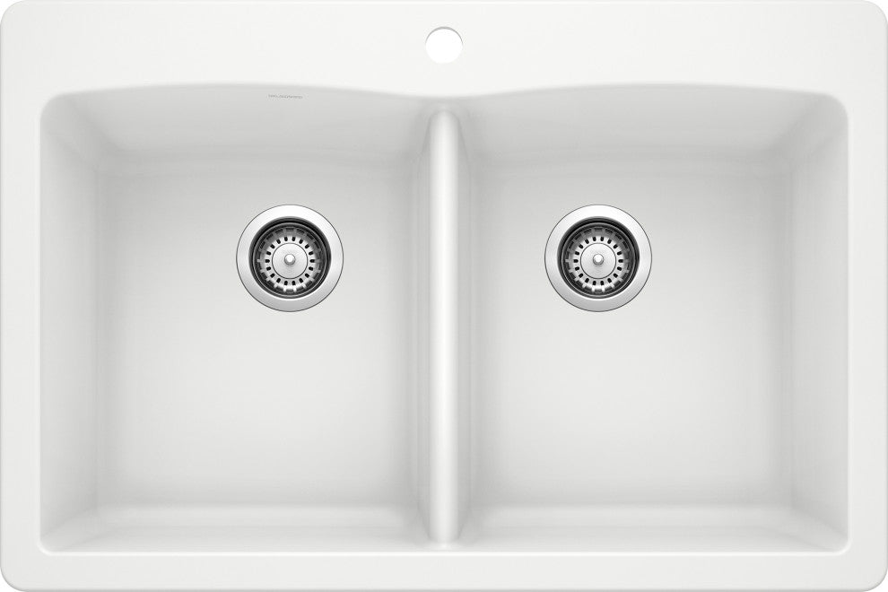Blanco 440221 Diamond Silgranit Dual Mount Equal Double-Bowl Sink (White)