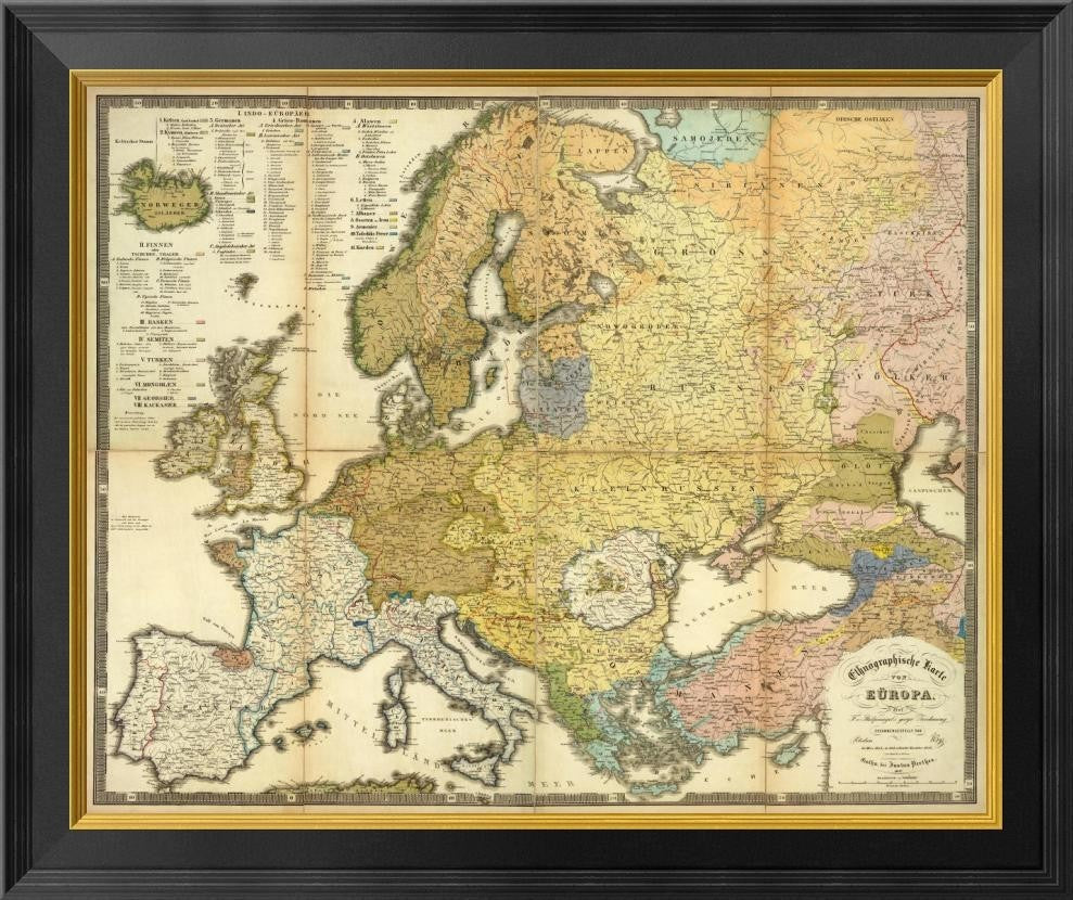 "Ethnographische Karte von Europa, 1847"  by Heinrich Berghaus, 26x22"