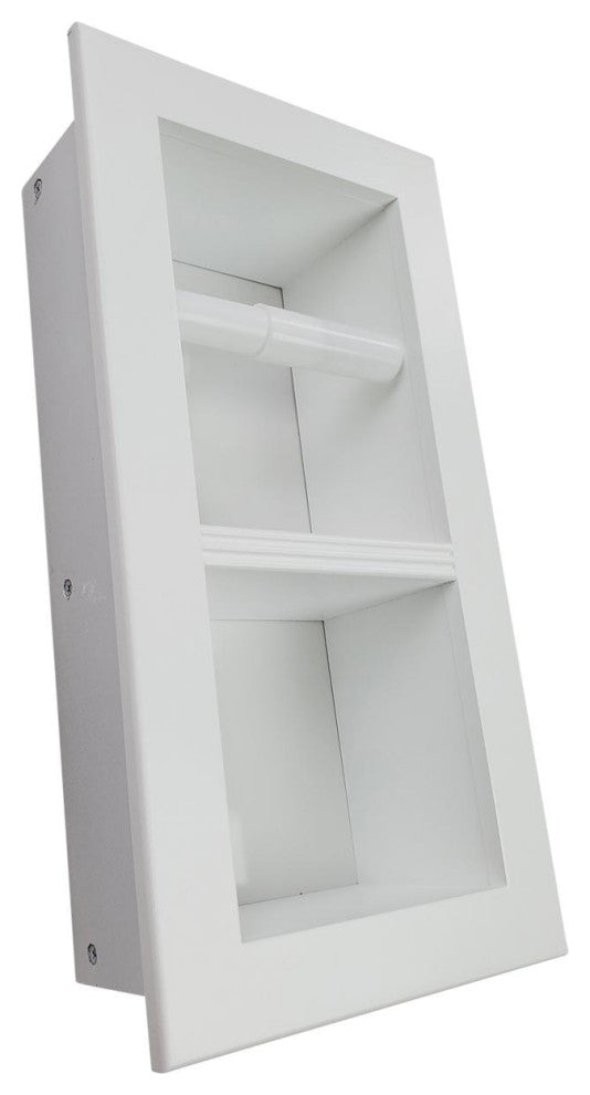 Bayshore Recessed Solid Wood Double Toilet Paper Holder 7 X 14.5, White Enamel