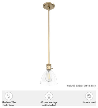 Hunter 6" Van Nuys Alturas Gold 1-Light Mini Pendant Ceiling Light Fixture