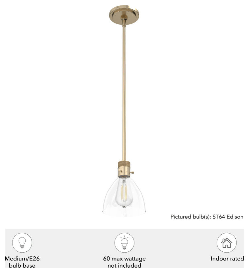 Hunter 6" Van Nuys Alturas Gold 1-Light Mini Pendant Ceiling Light Fixture