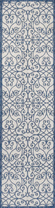 Madrid Vintage Filigree Textured Weave Indoor/Outdoor, Cream/Blue, 2 X 10