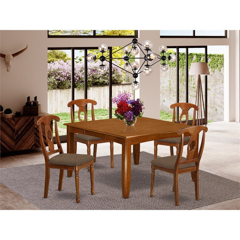 5 Piece Dining Room Table Set-Table With Leaf And 4 Dinette Chairs.