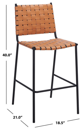 Safavieh Bahari Woven Counter Stool, Cognac/Black