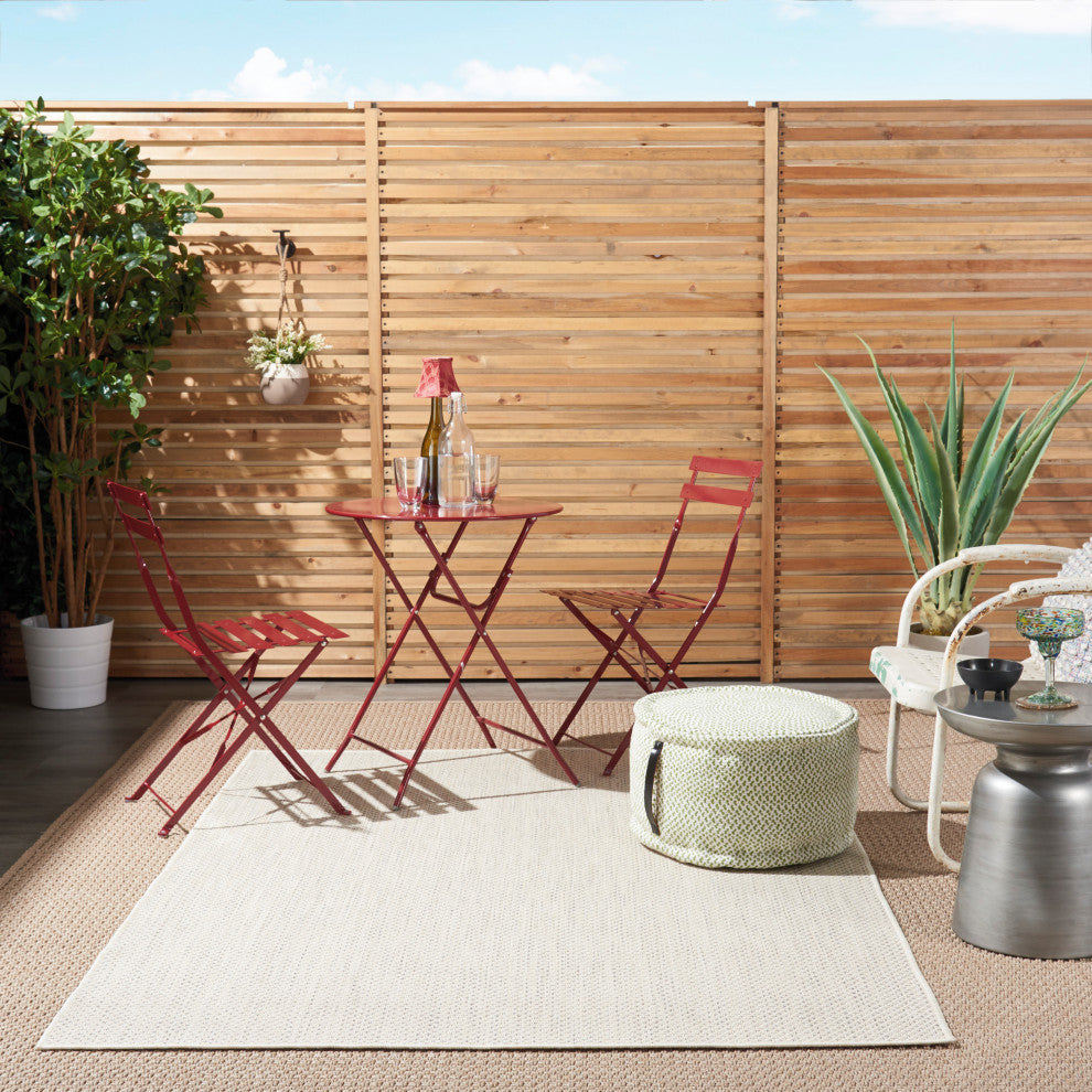 Nourison Courtyard 4' x 6' Ivory Silver Modern Area Rug