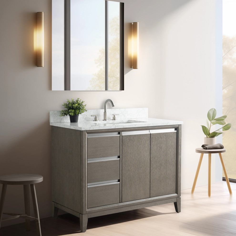 Vanity Art Bathroom Vanity With Sink, Driftwood Gray, 42" Single
