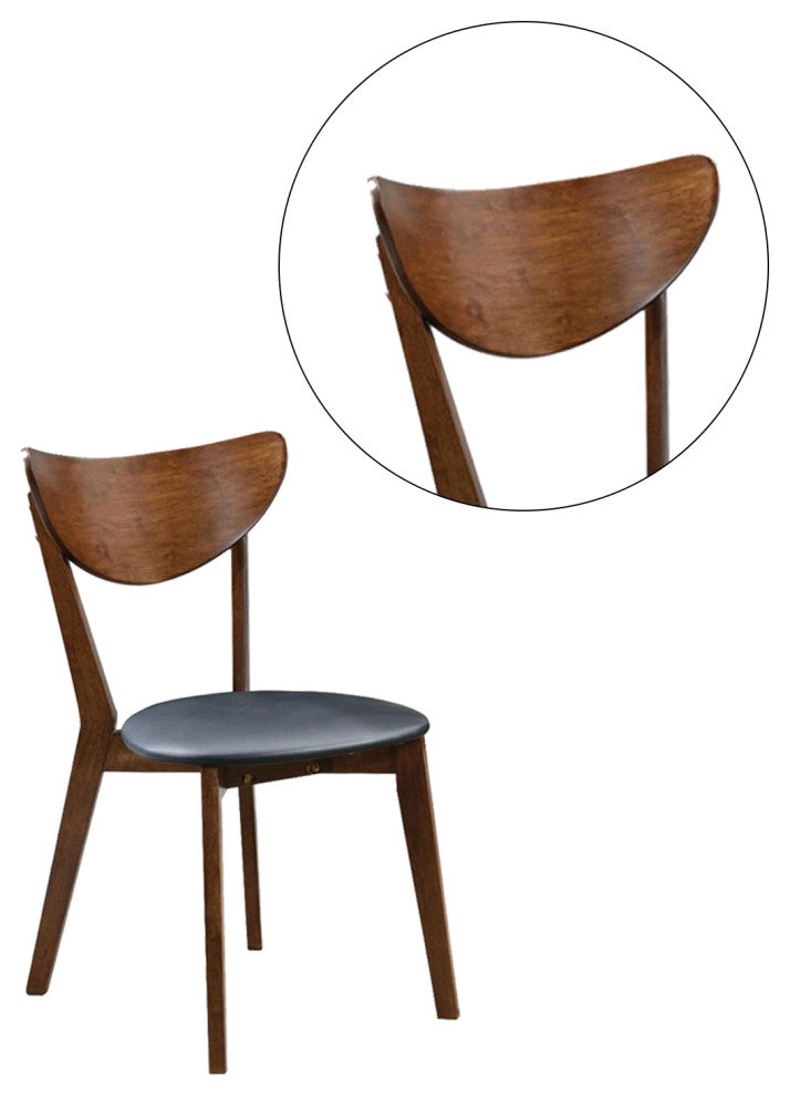 Set of 2 Dining Chairs, Walnut and Black