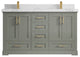 Boston 60 Double Bathroom Vanity in Evergreen 2" Calacatta Nuvo