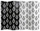 6' Tall Double Sided Black and White Damask Canvas Room Divider