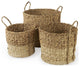 Set of Three Two Tone Wicker Storage Baskets