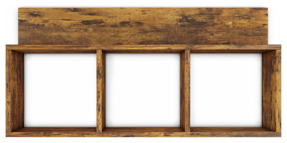 Danya B. Modern 3 Cube Floating Wall Shelf With Display Ledge, Pine