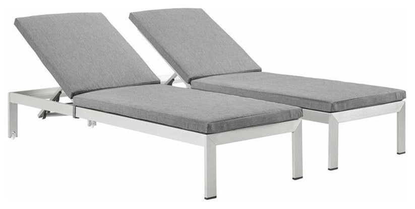 Shore Chaise with Cushions Outdoor Patio Aluminum, Set of 2