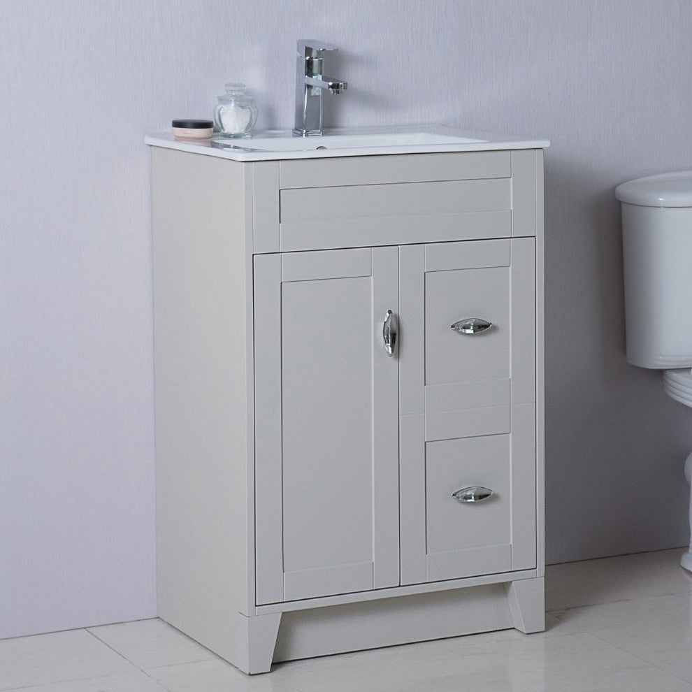 Maxwell Single-Sink Vanity, 24", Light Gray