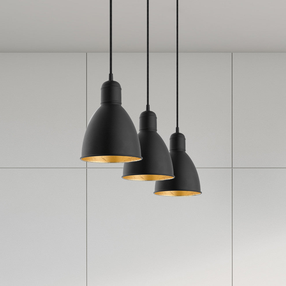 Priddy 2 1-Light Mini Pendant - Black Exterior and Gold Interior Shade