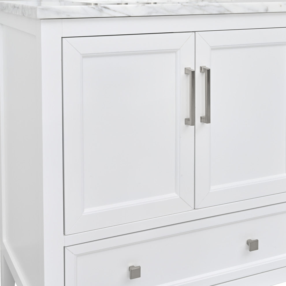 Avanity Everette 30" Vanity Combo in White and Carrara White Marble Top