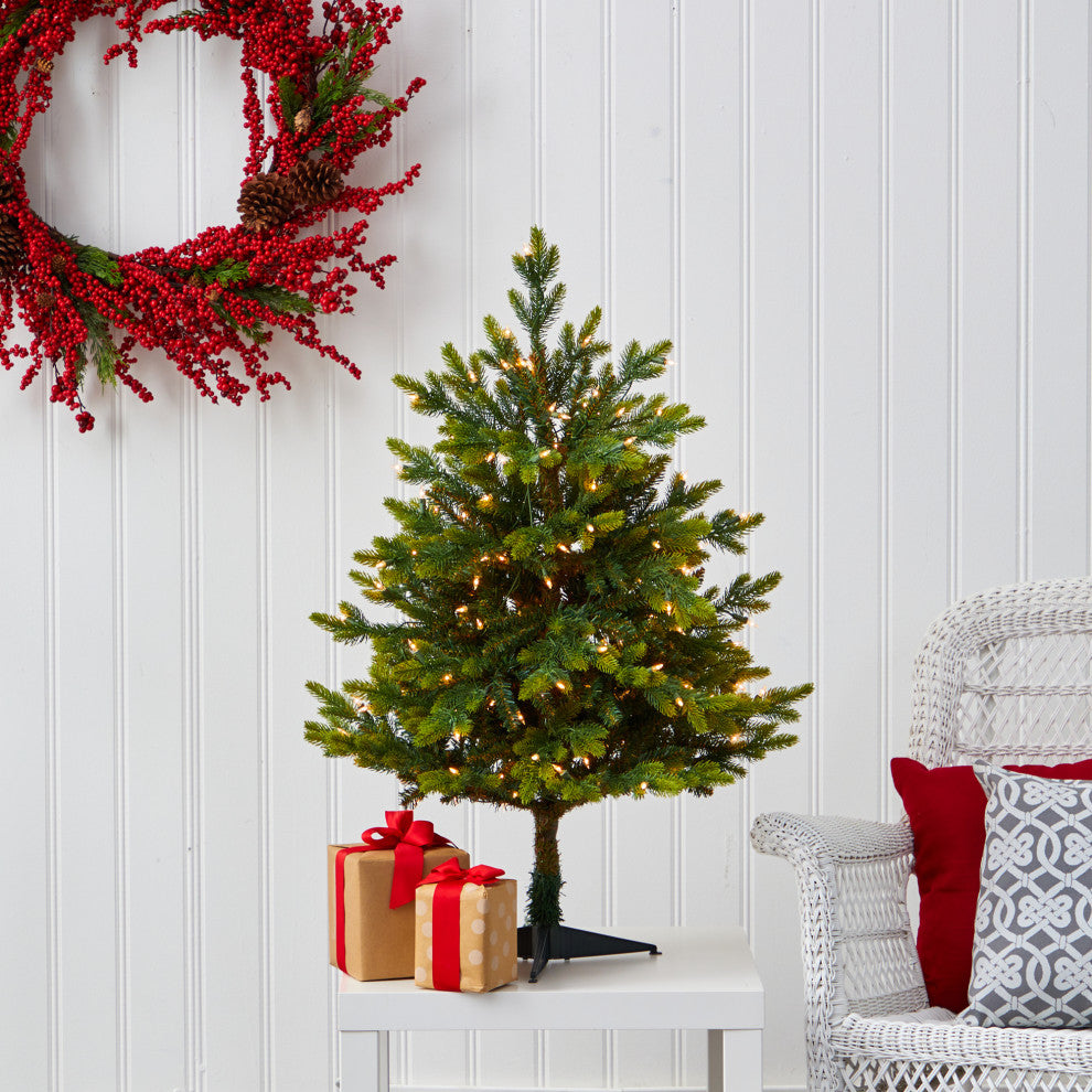 Nearly Natural 3ï¿½ North Carolina Fir Artificial Christmas Tree/ 150 Clear Lights