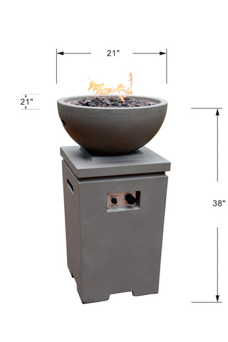 Exeter Column Light Gray Concrete Propane Fire Pit by Modeno