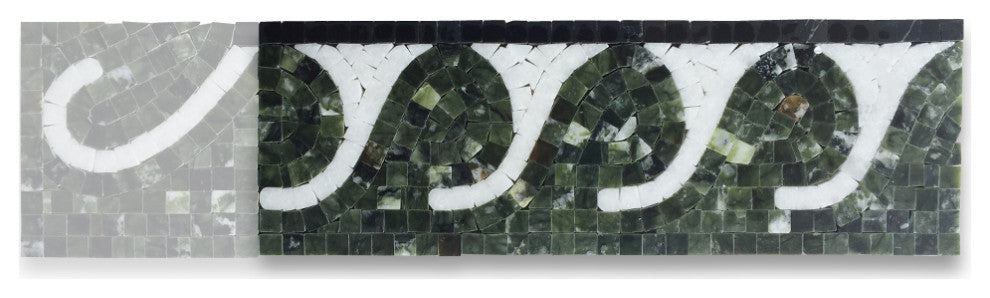 Marble Mosaic Border Accent Listello Tile Surf Green 4x12 Polished, 1 piece