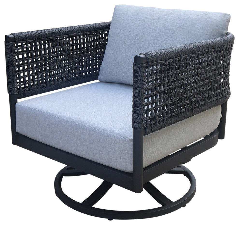 Outdoor Patio Woven Abaca Rope Swivel Rocking Chair with Cushion