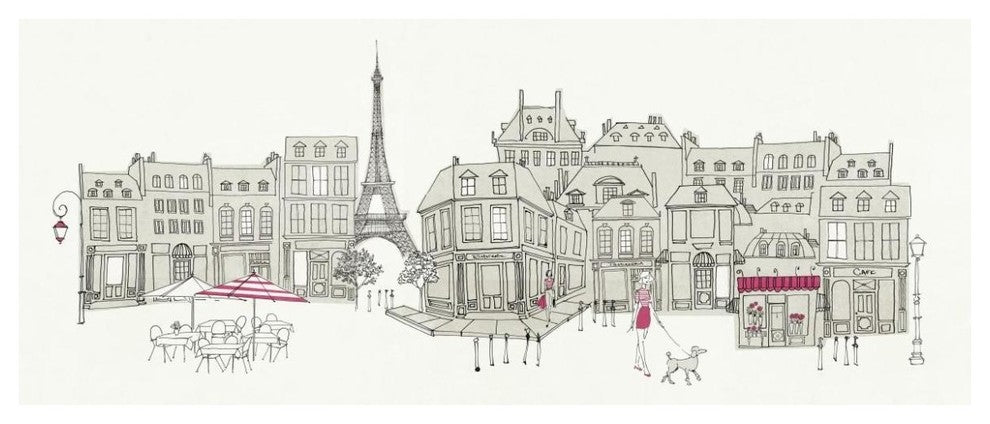 "World Cafe II Paris Pink" Digital Paper Print by Avery Tillmon, 77"x32"